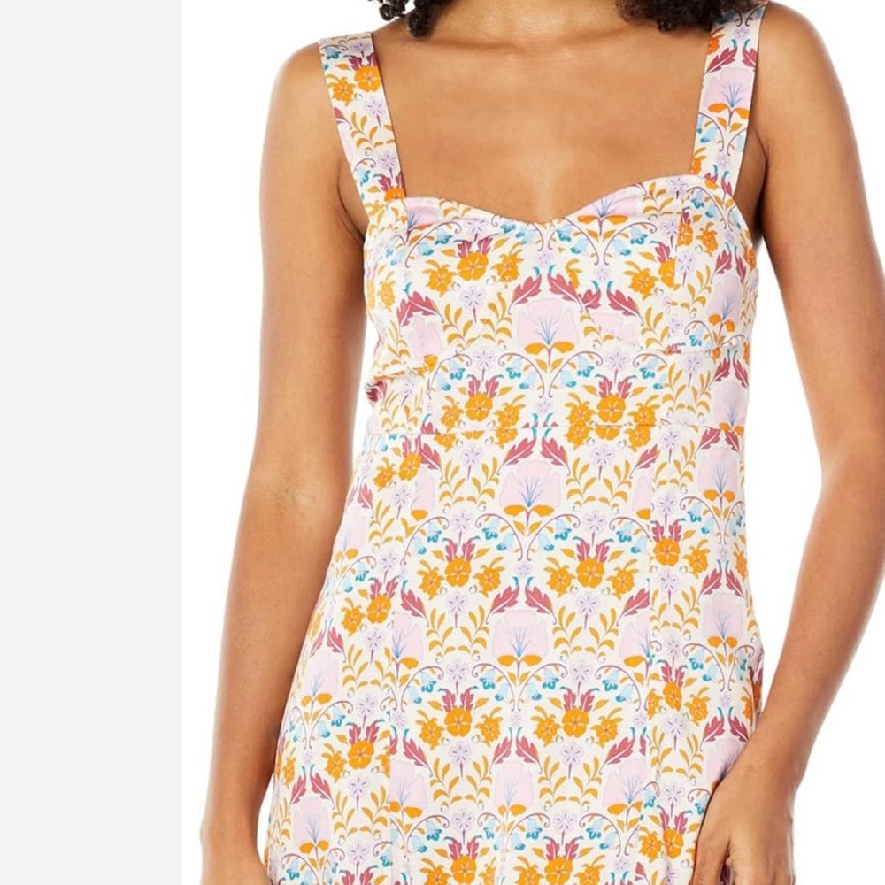 Free People Sasha Mini Dress Floral Sweetheart Neck Boho Bohemian Med EUC - Picture 2 of 4